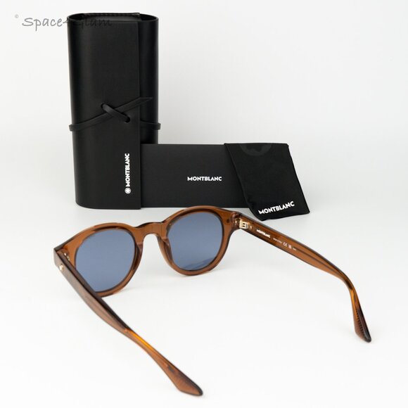 Montblanc Women Sunglasses Brown Blue Round MB0287S 003 NEW AUTHENTIC